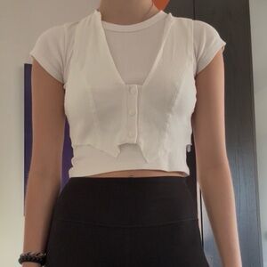 Urban Outfitters White Layered Crop Top